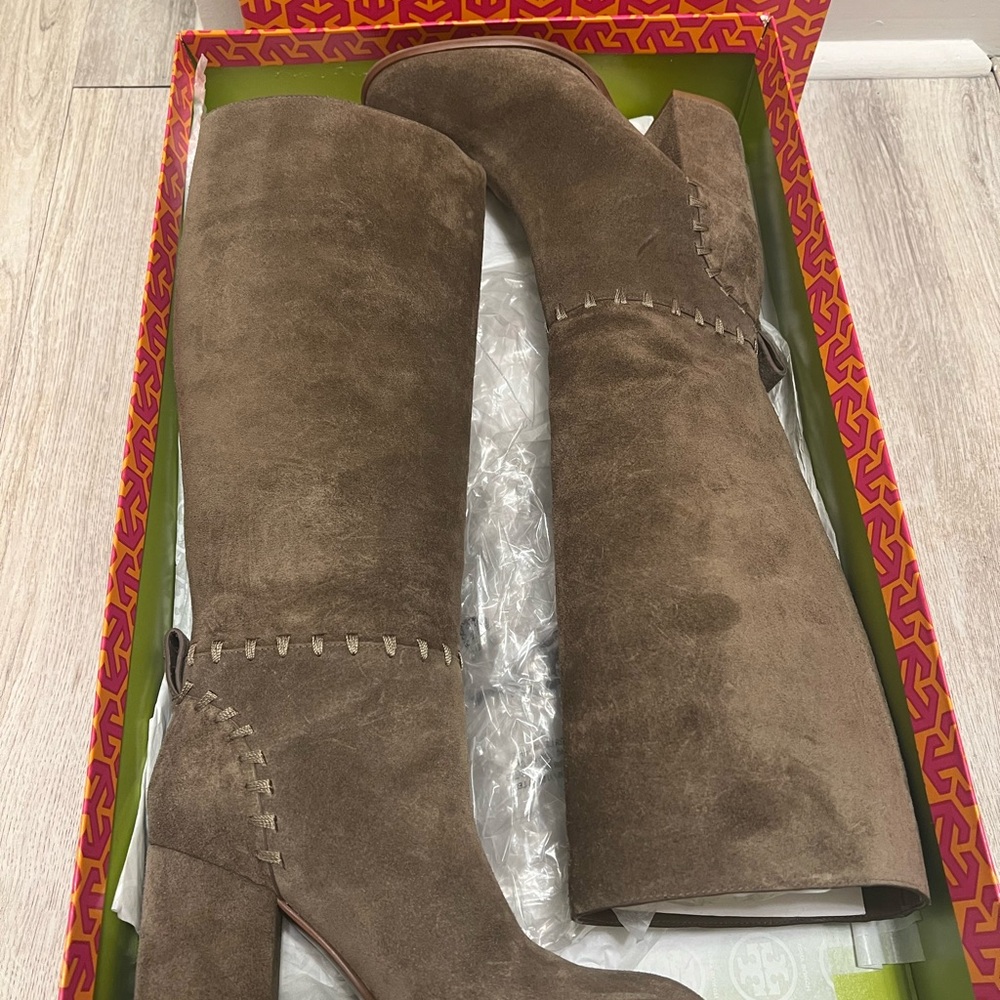 Tory Burch Contraire Suede 90mm Knee Boot